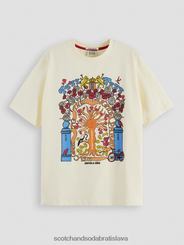 ženy oblečenie biely Scotch & Soda Umelecké tričko uvoľneného strihu z organickej bavlny 4ZV00D98