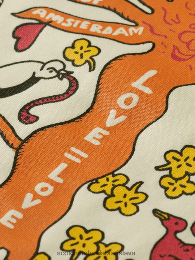 ženy oblečenie biely Scotch & Soda Umelecké tričko uvoľneného strihu z organickej bavlny 4ZV00D98