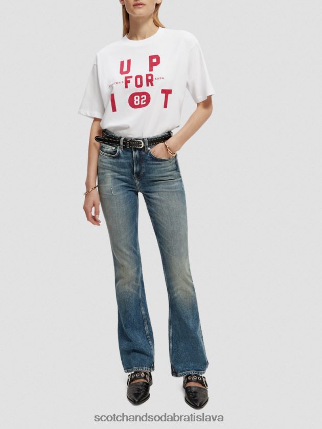 ženy oblečenie biely Scotch & Soda organické tričko voľného strihu s grafikou 4ZV00D60