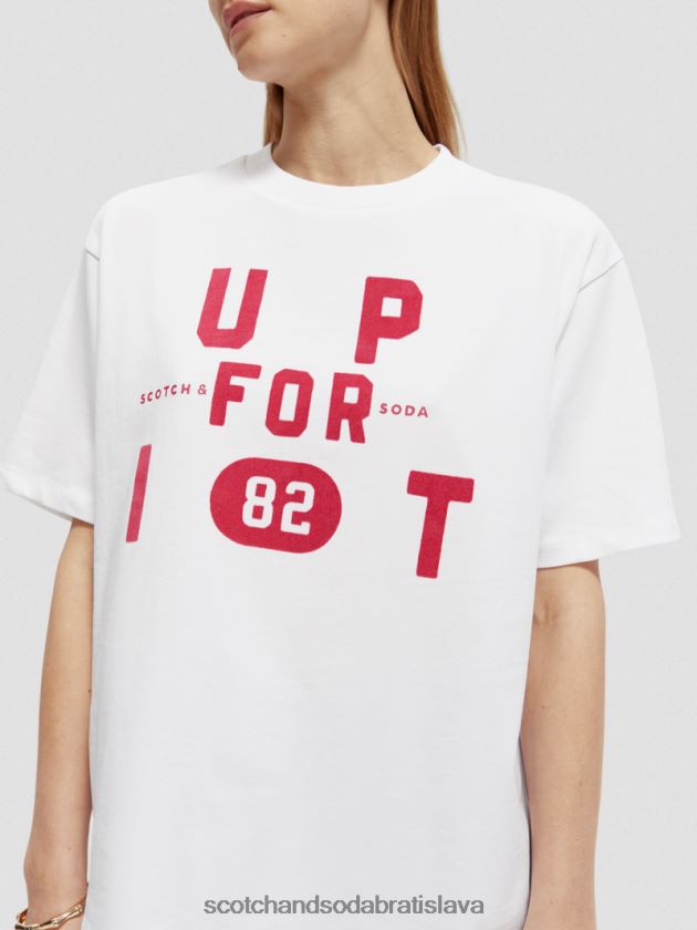 ženy oblečenie biely Scotch & Soda organické tričko voľného strihu s grafikou 4ZV00D60