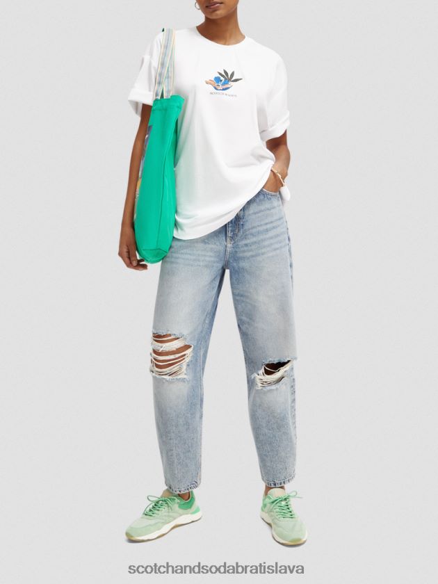 ženy oblečenie biely Scotch & Soda tričko s grafikou voľného strihu 4ZV00D114