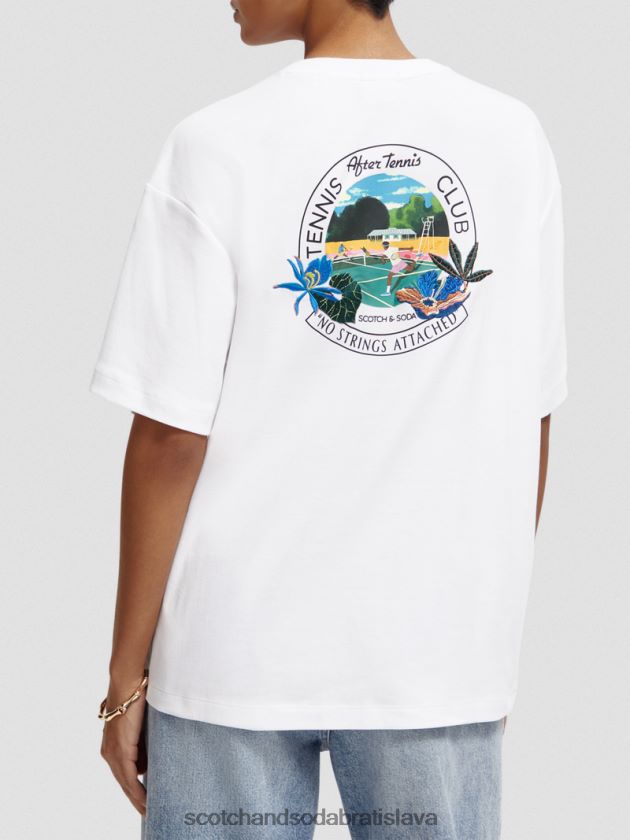 ženy oblečenie biely Scotch & Soda tričko s grafikou voľného strihu 4ZV00D114