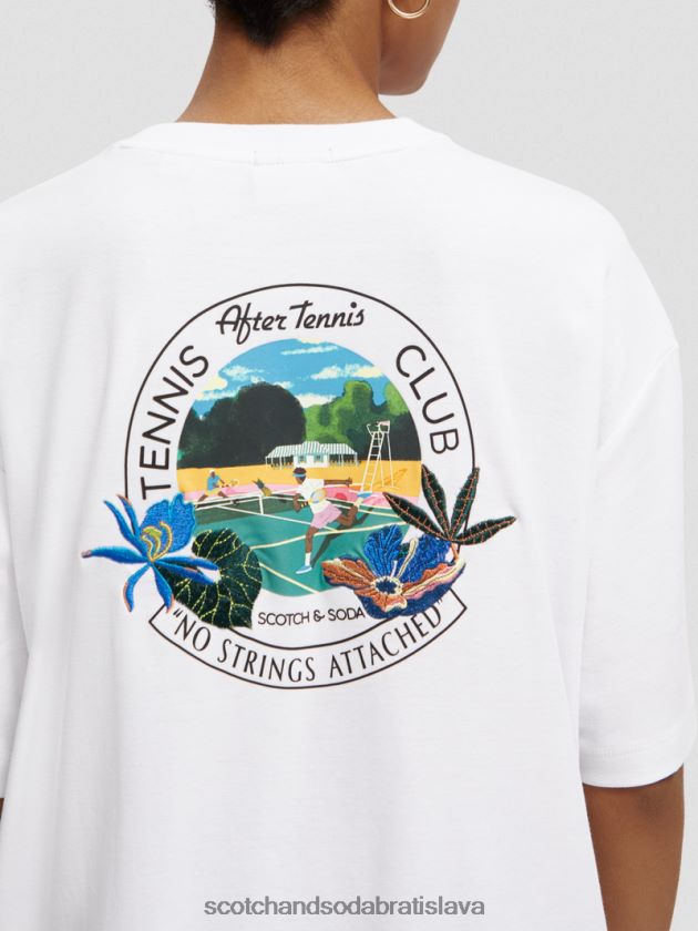 ženy oblečenie biely Scotch & Soda tričko s grafikou voľného strihu 4ZV00D114
