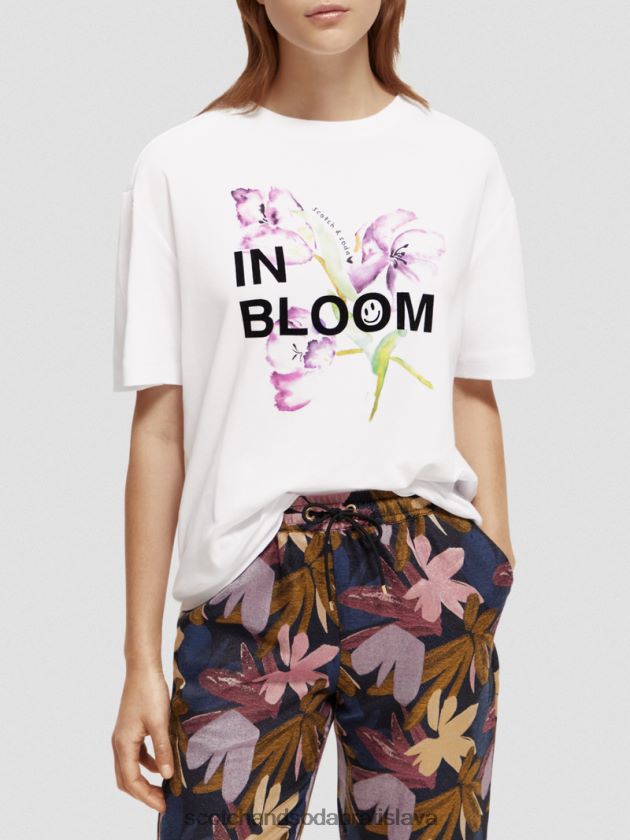 ženy oblečenie biely Scotch & Soda umelecké tričko voľného strihu 4ZV00D65