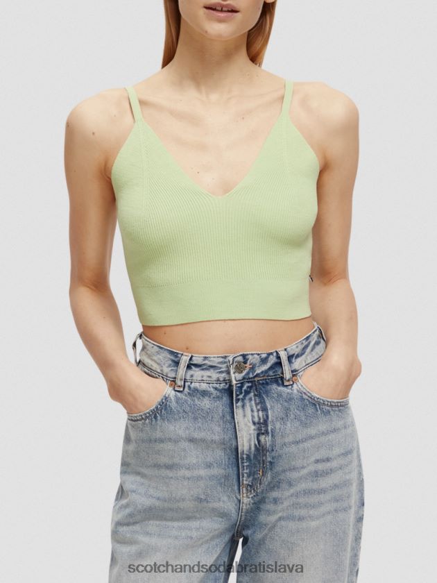 ženy oblečenie čerstvá mäta Scotch & Soda pletený crop top s výstrihom do V 4ZV00D117