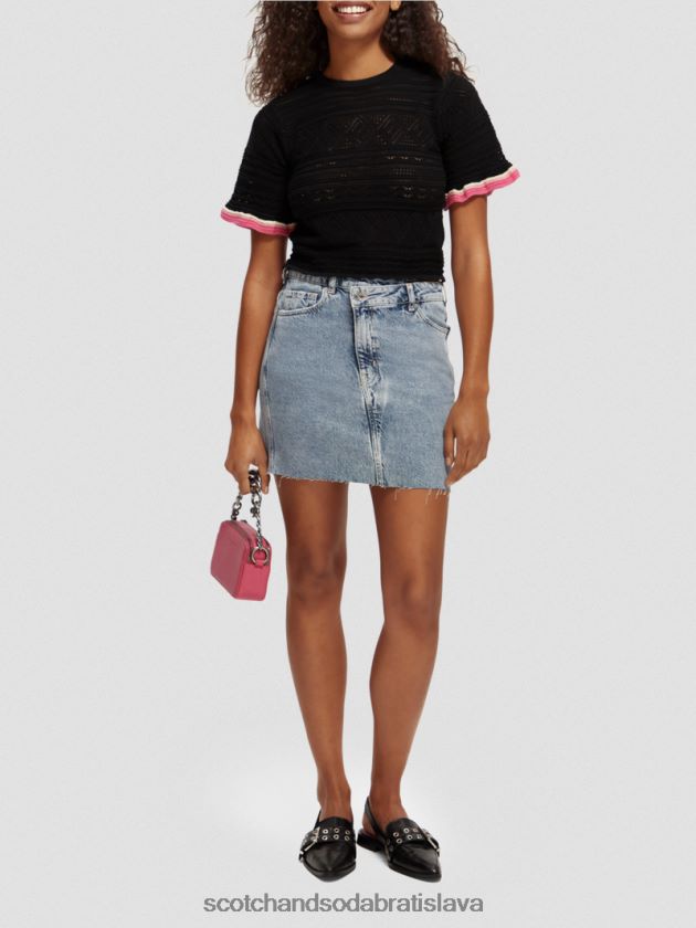 ženy oblečenie čierna Scotch & Soda pletený crop top pointelle 4ZV00D79