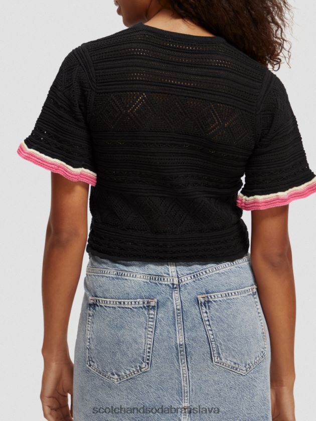ženy oblečenie čierna Scotch & Soda pletený crop top pointelle 4ZV00D79