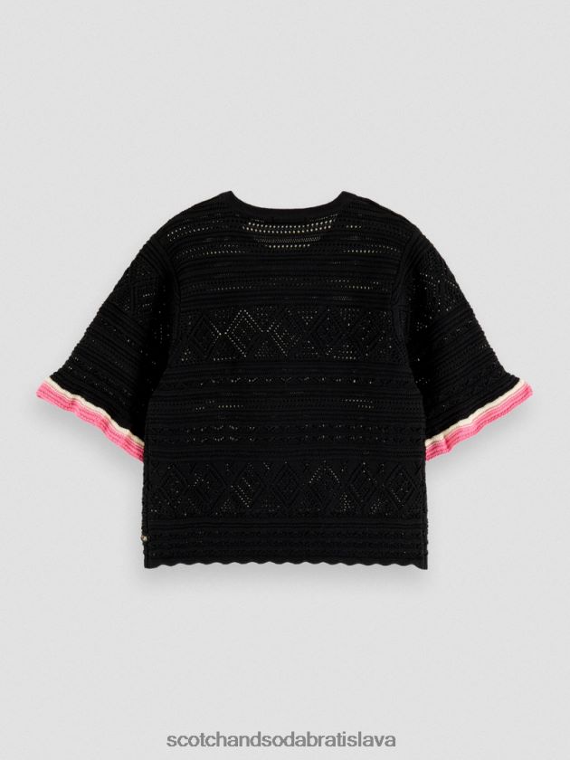 ženy oblečenie čierna Scotch & Soda pletený crop top pointelle 4ZV00D79