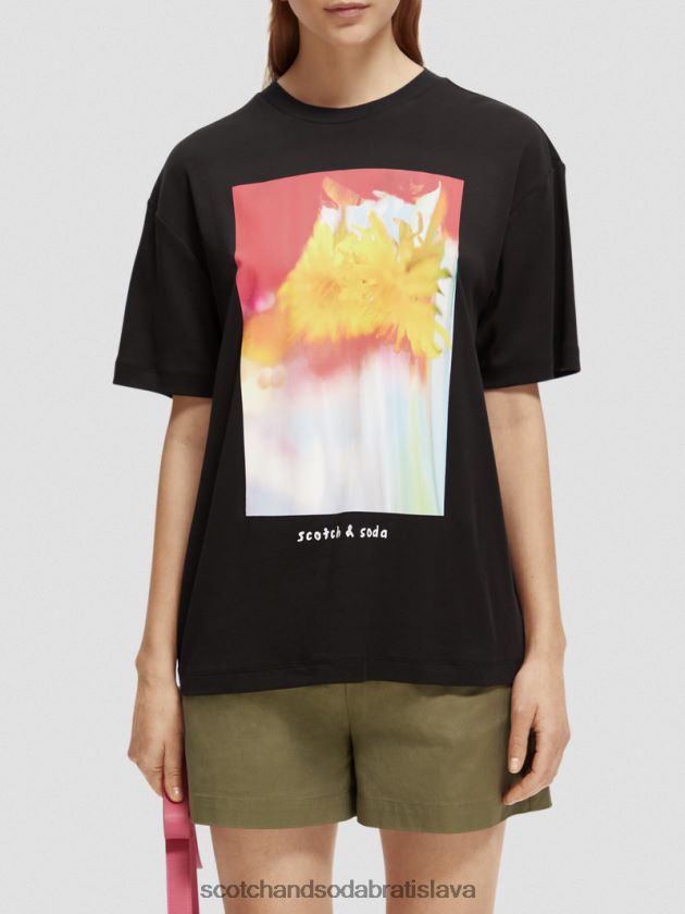 ženy oblečenie čierna Scotch & Soda umelecké tričko voľného strihu 4ZV00D93