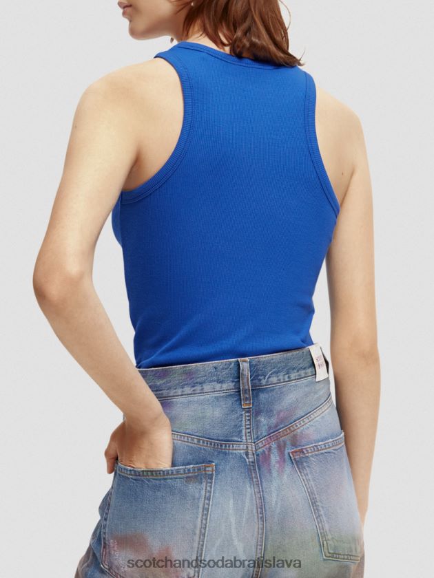 ženy oblečenie jasne modrá Scotch & Soda tielko racerback z organickej bavlny 4ZV00D85