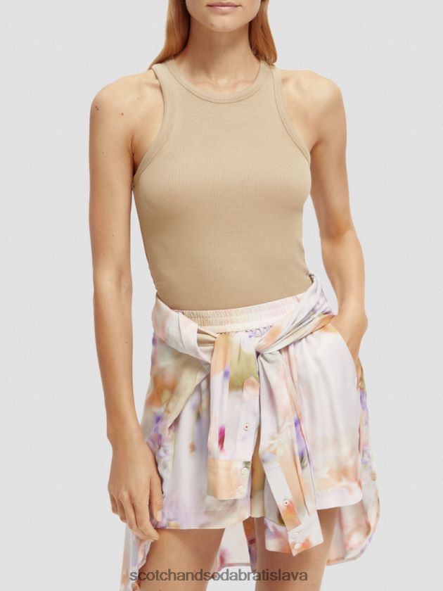 ženy oblečenie kaki Scotch & Soda tielko racerback z organickej bavlny 4ZV00D87