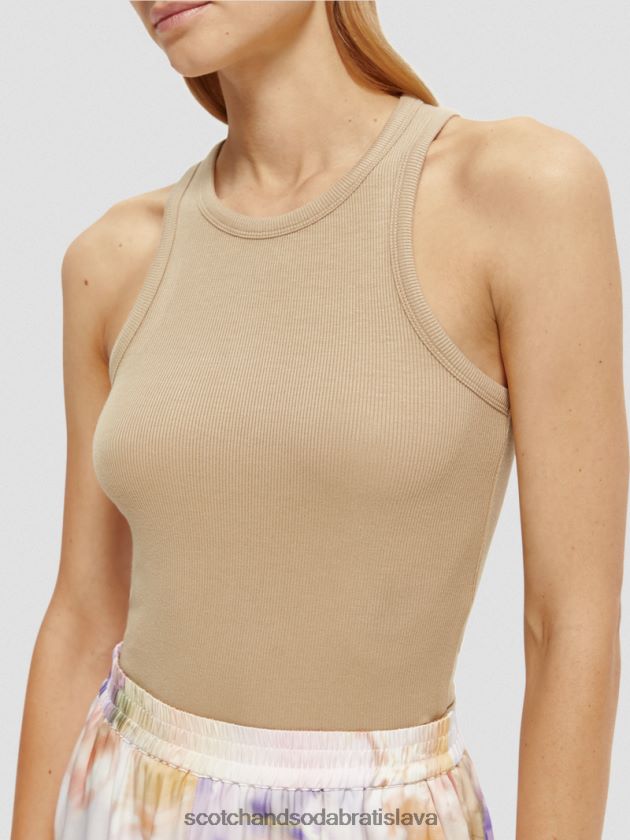 ženy oblečenie kaki Scotch & Soda tielko racerback z organickej bavlny 4ZV00D87