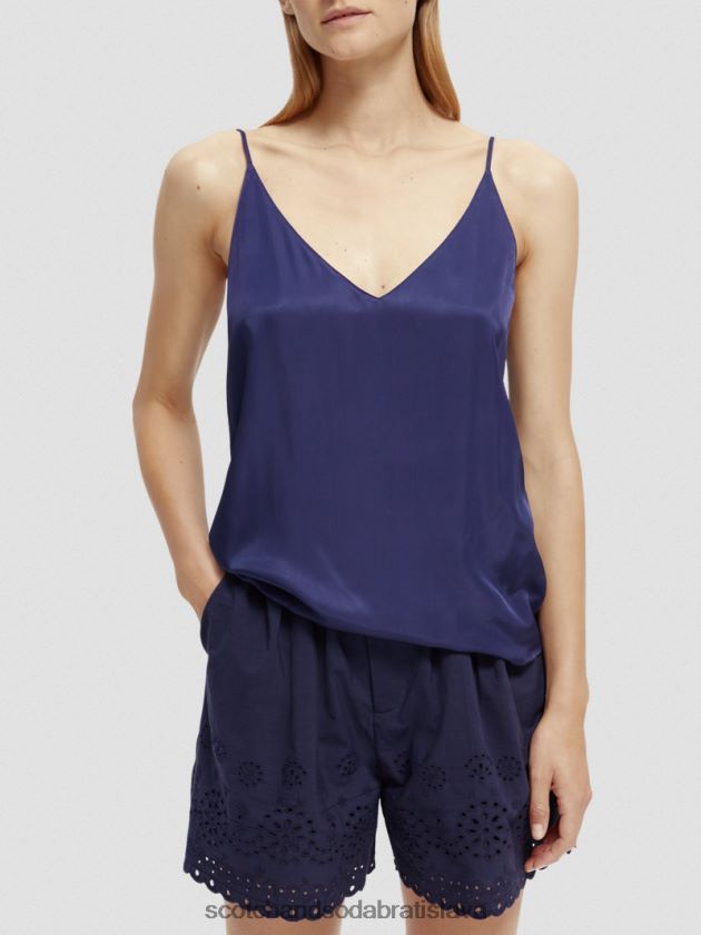 ženy oblečenie námorníctvo Scotch & Soda džersejové tielko s výstrihom do V 4ZV00D70