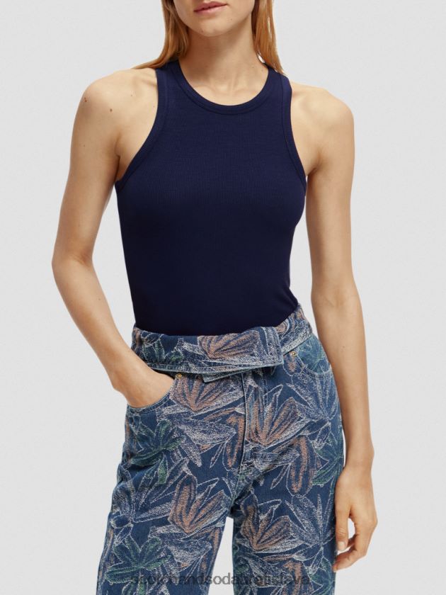 ženy oblečenie námorníctvo Scotch & Soda tielko racerback z organickej bavlny 4ZV00D83