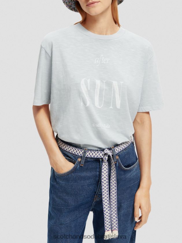 ženy oblečenie oblak modrý Scotch & Soda tričko voľného strihu z organickej bavlny 4ZV00D67