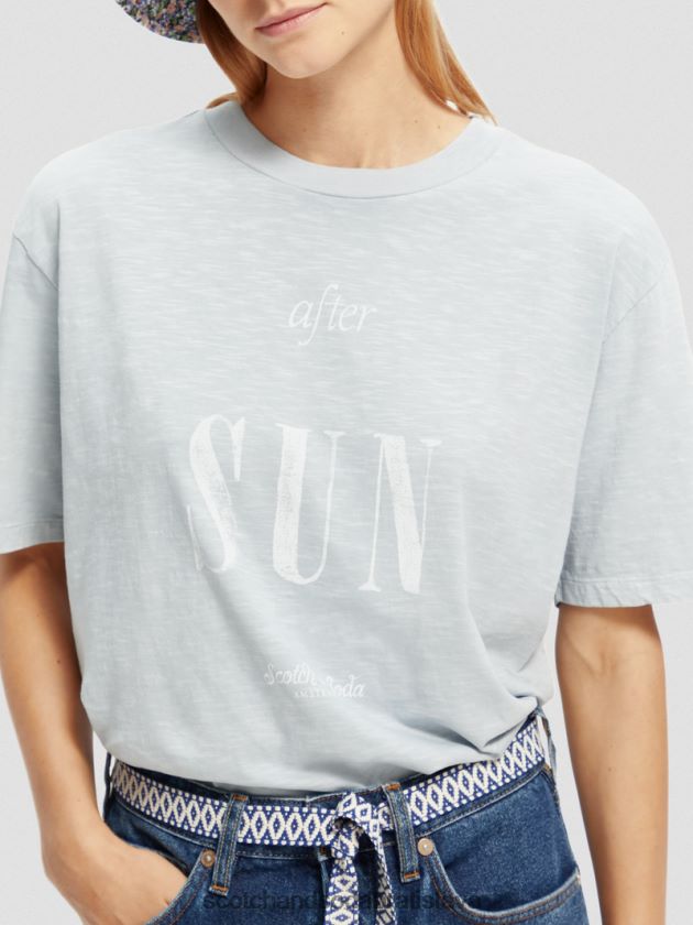 ženy oblečenie oblak modrý Scotch & Soda tričko voľného strihu z organickej bavlny 4ZV00D67