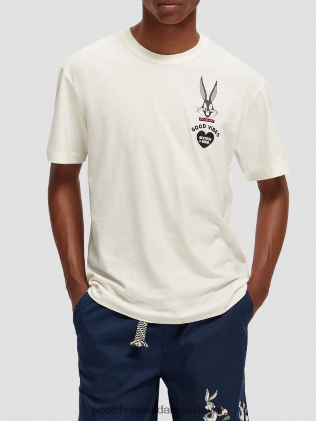 ženy oblečenie off white Scotch & Soda looney tunes organické vyšívané tričko s grafikou 4ZV00D59