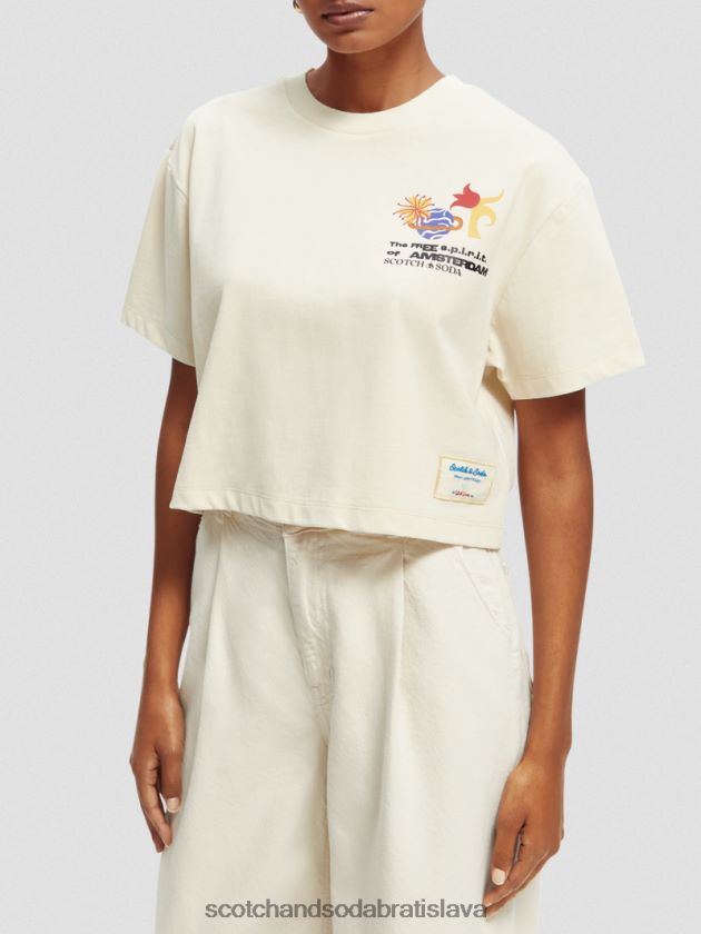 ženy oblečenie off white Scotch & Soda strihané vyšívané tričko voľného strihu 4ZV00D91