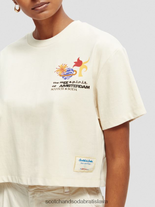 ženy oblečenie off white Scotch & Soda strihané vyšívané tričko voľného strihu 4ZV00D91