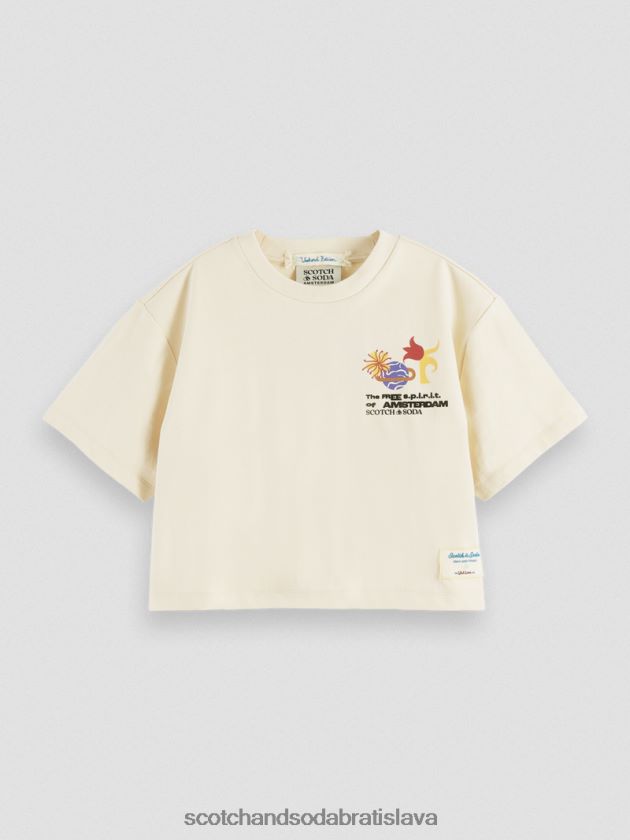 ženy oblečenie off white Scotch & Soda strihané vyšívané tričko voľného strihu 4ZV00D91