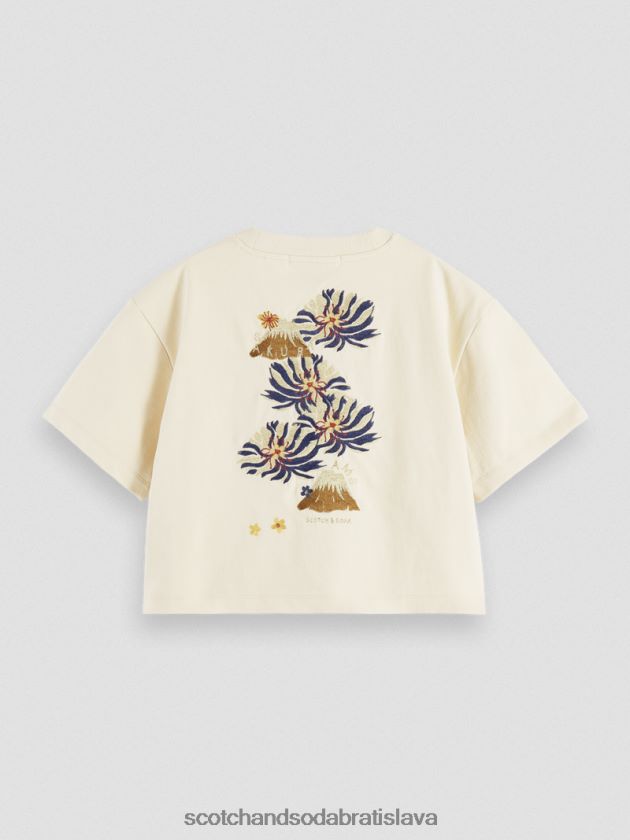 ženy oblečenie off white Scotch & Soda strihané vyšívané tričko voľného strihu 4ZV00D91