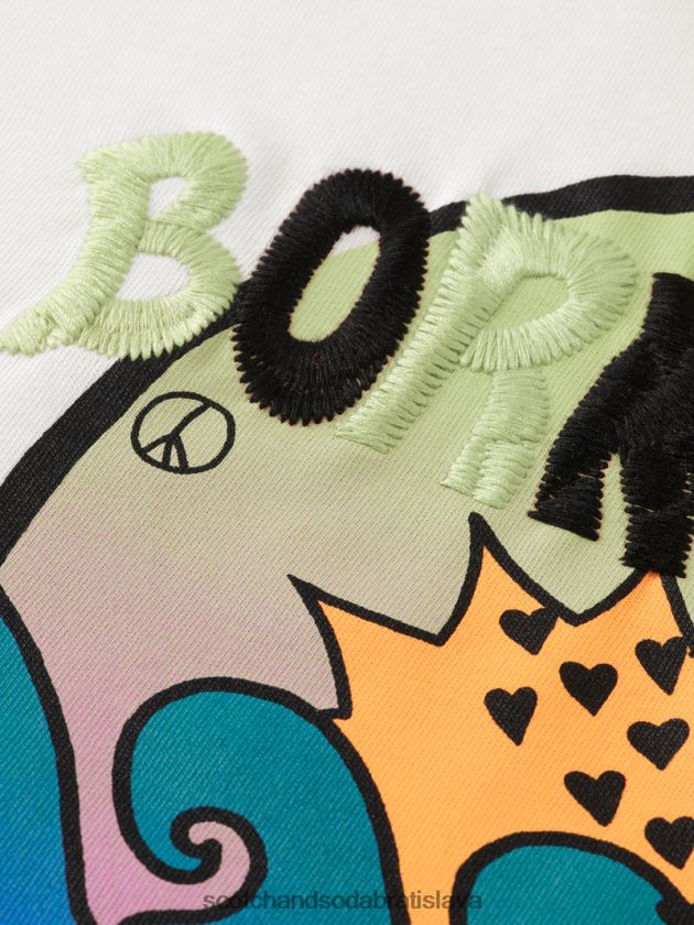 ženy oblečenie off white Scotch & Soda tričko zrodené pre lásku k umeleckým dielam 4ZV00D124