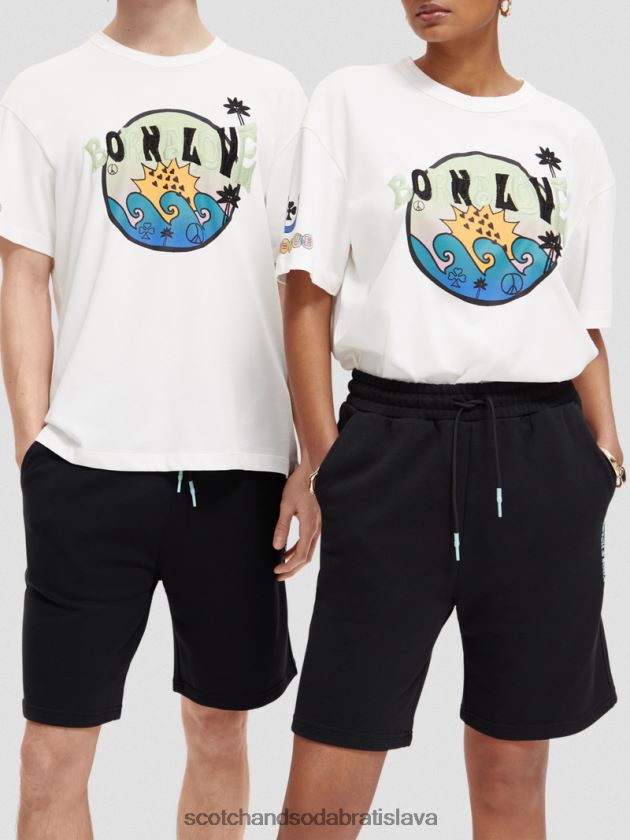 ženy oblečenie off white Scotch & Soda tričko zrodené pre lásku k umeleckým dielam 4ZV00D124