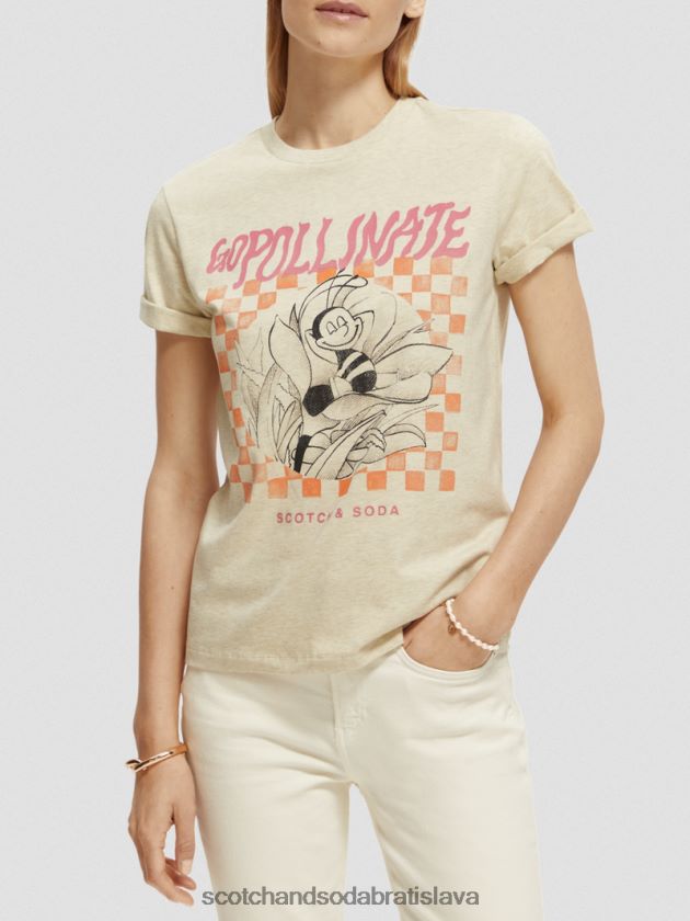 ženy oblečenie ovsená melanž Scotch & Soda Umelecké tričko uvoľneného strihu z organickej bavlny 4ZV00D81