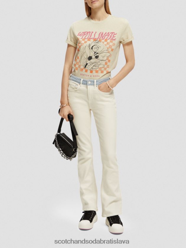 ženy oblečenie ovsená melanž Scotch & Soda Umelecké tričko uvoľneného strihu z organickej bavlny 4ZV00D81