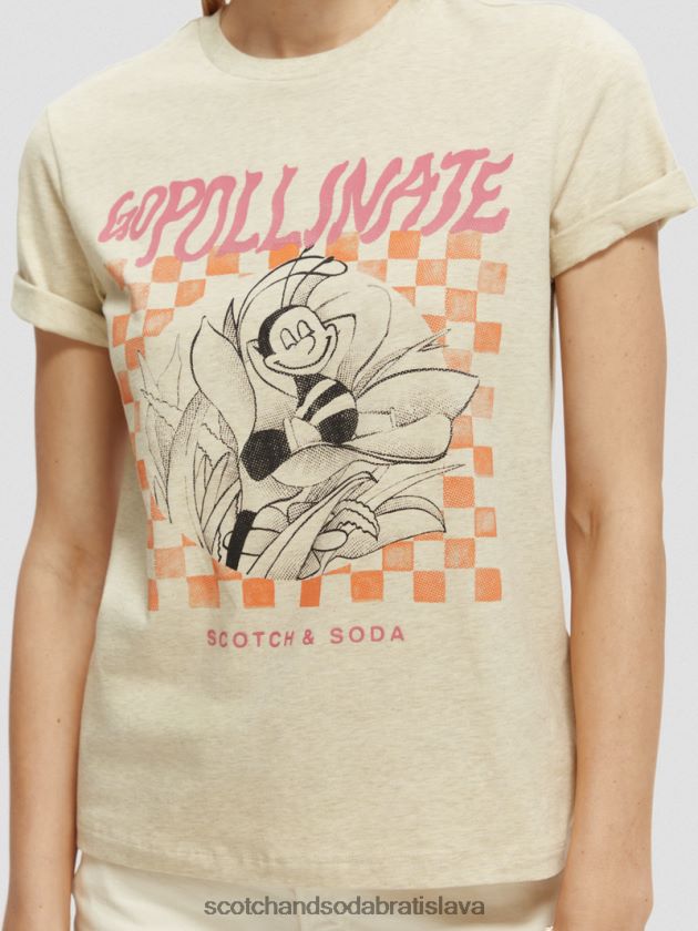 ženy oblečenie ovsená melanž Scotch & Soda Umelecké tričko uvoľneného strihu z organickej bavlny 4ZV00D81