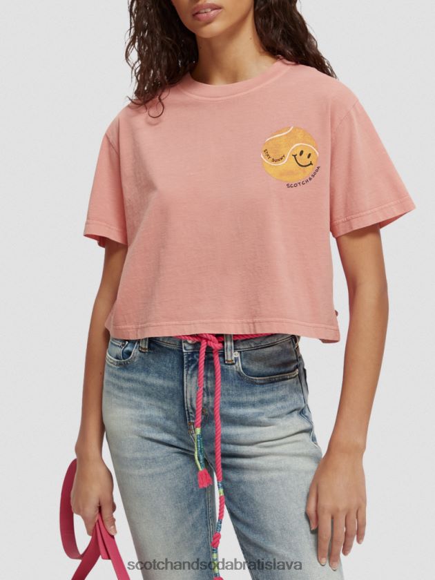 ženy oblečenie plameniak Scotch & Soda skrátená umelecká košeľa z organickej bavlny 4ZV00D95