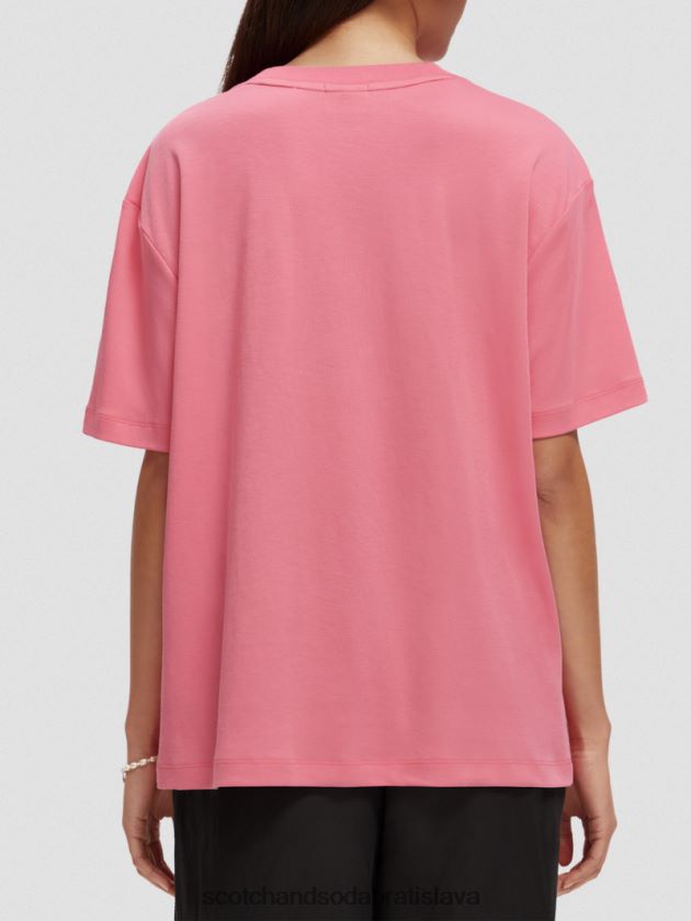 ženy oblečenie ružový punč Scotch & Soda umelecké tričko voľného strihu 4ZV00D94