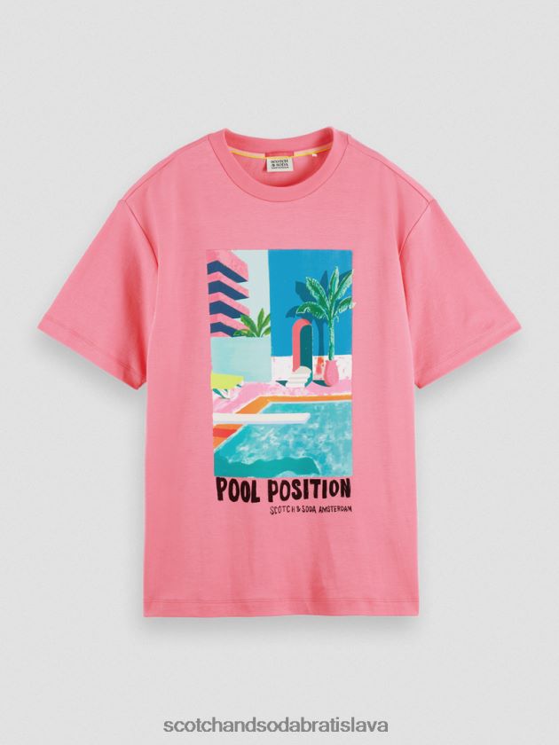 ženy oblečenie ružový punč Scotch & Soda umelecké tričko voľného strihu 4ZV00D94