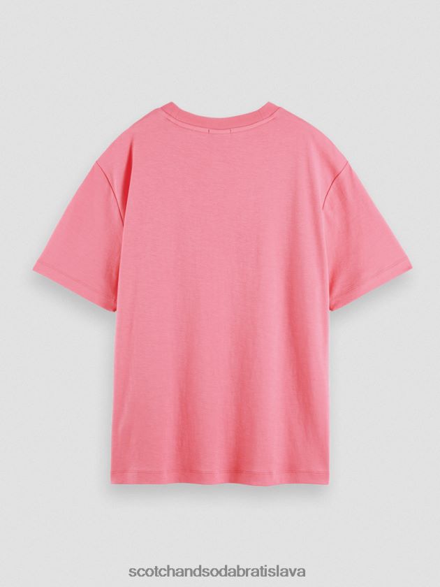 ženy oblečenie ružový punč Scotch & Soda umelecké tričko voľného strihu 4ZV00D94
