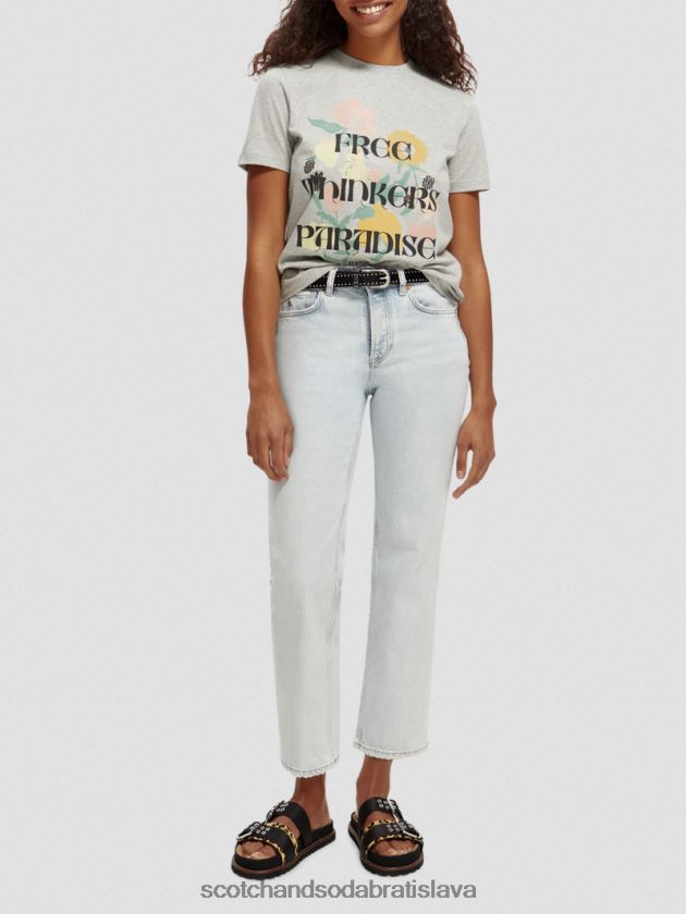 ženy oblečenie sivá melanž Scotch & Soda Umelecké tričko uvoľneného strihu z organickej bavlny 4ZV00D82