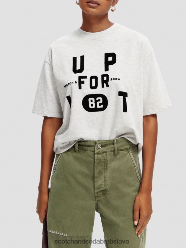 ženy oblečenie sivá melanž Scotch & Soda organické tričko voľného strihu s grafikou 4ZV00D62