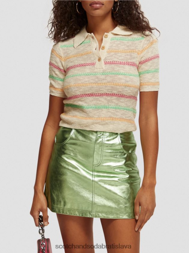 ženy oblečenie vanilková biela Scotch & Soda pruhovaný pletený sveter 4ZV00D108