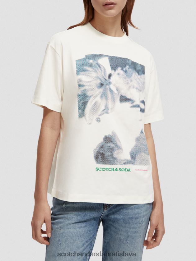 ženy oblečenie vanilková biela Scotch & Soda umelecké tričko voľného strihu 4ZV00D76