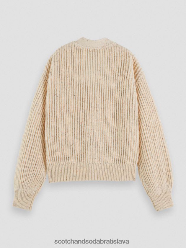 ženy oblečenie biely piesok Scotch & Soda Rebrovaný kardigán s výstrihom do V 4ZV00D128