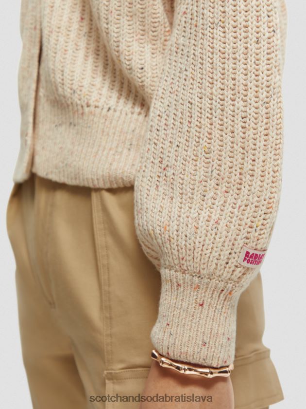 ženy oblečenie biely piesok Scotch & Soda Rebrovaný kardigán s výstrihom do V 4ZV00D128