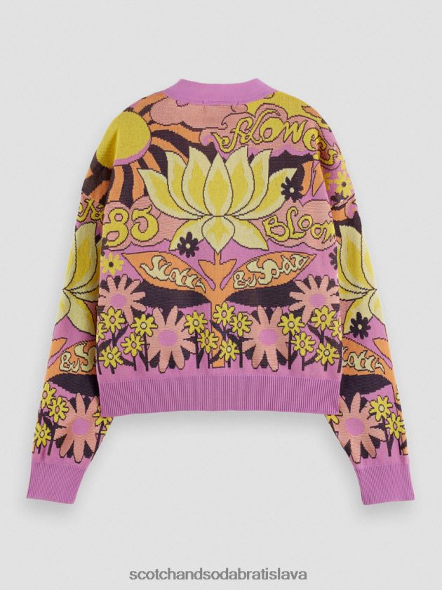 ženy oblečenie orchidea ružová Scotch & Soda Žakárový kardigan s véčkovým výstrihom 4ZV00D129