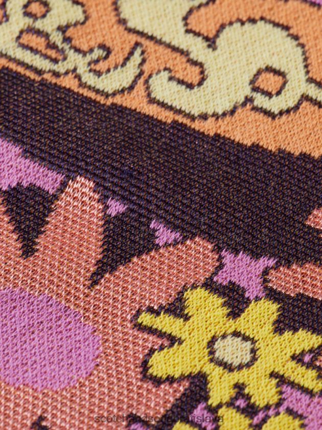 ženy oblečenie orchidea ružová Scotch & Soda Žakárový kardigan s véčkovým výstrihom 4ZV00D129