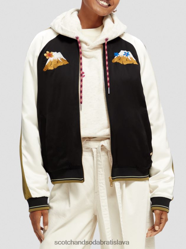 ženy oblečenie čierna Scotch & Soda vyšívaný raglánový bomber 4ZV00D130