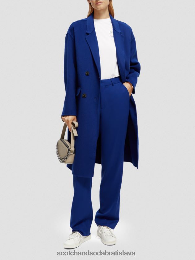 ženy oblečenie jasne modrá melanž Scotch & Soda dvojradový kabát z vlnenej zmesi 4ZV00D140