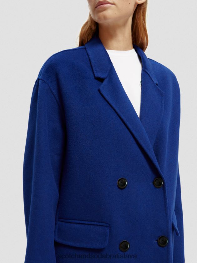 ženy oblečenie jasne modrá melanž Scotch & Soda dvojradový kabát z vlnenej zmesi 4ZV00D140