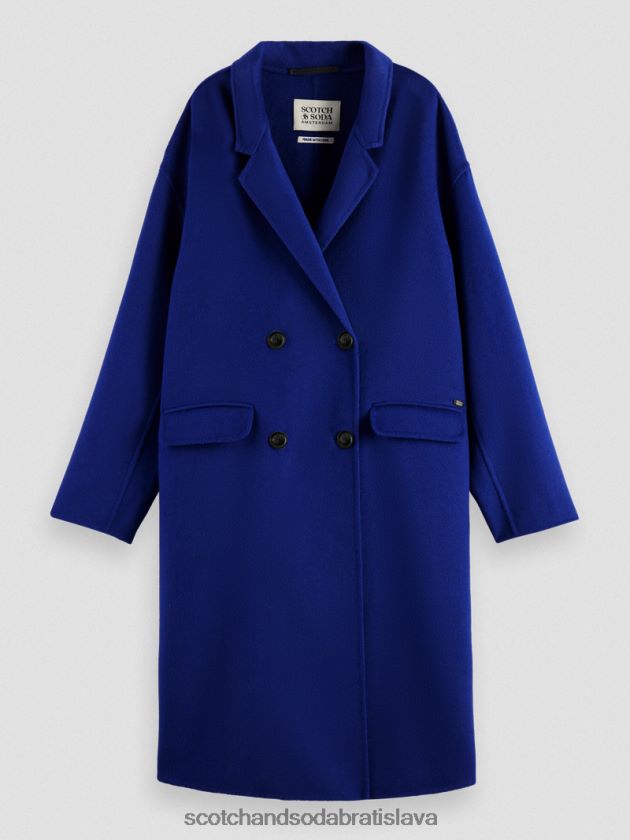 ženy oblečenie jasne modrá melanž Scotch & Soda dvojradový kabát z vlnenej zmesi 4ZV00D140