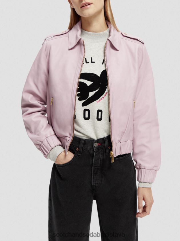 ženy oblečenie levanduľa Scotch & Soda kožená bunda typu bomber 4ZV00D143