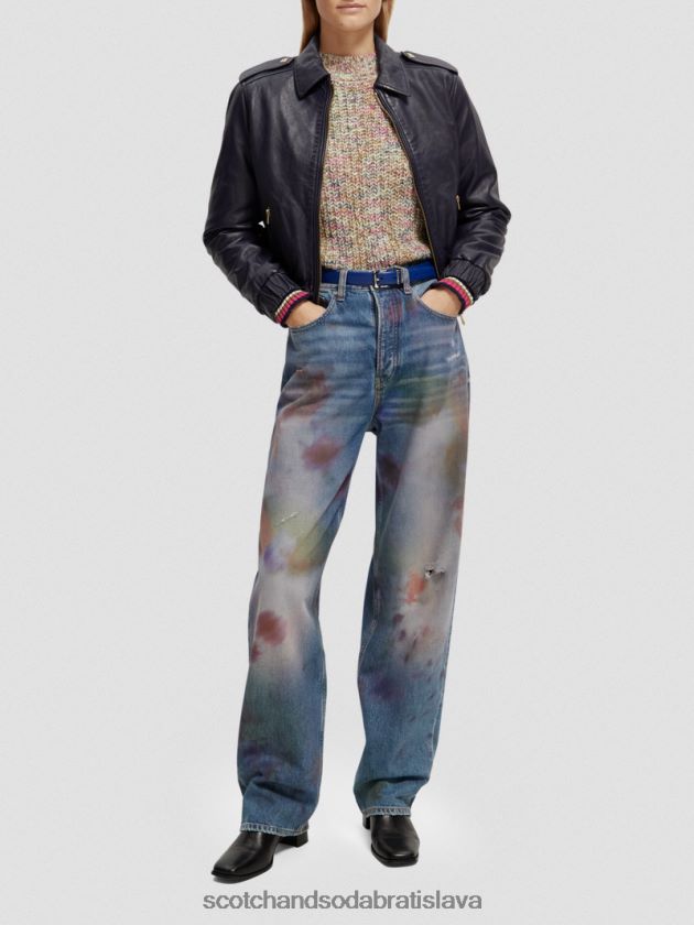 ženy oblečenie námorníctvo Scotch & Soda kožená bunda typu bomber 4ZV00D142