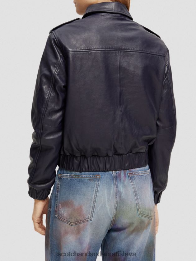 ženy oblečenie námorníctvo Scotch & Soda kožená bunda typu bomber 4ZV00D142