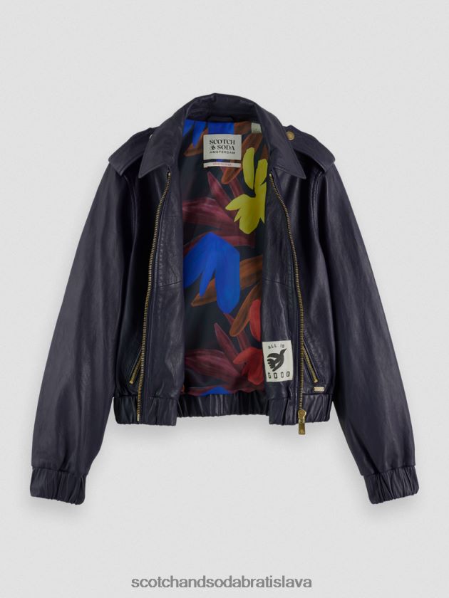 ženy oblečenie námorníctvo Scotch & Soda kožená bunda typu bomber 4ZV00D142